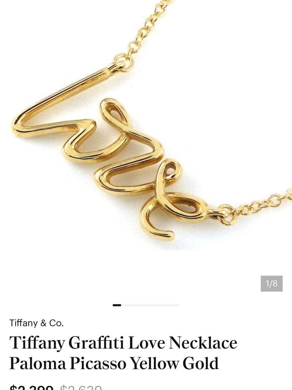 Tiffany & Co. Yellow Gold Graffiti 'Love' Necklace